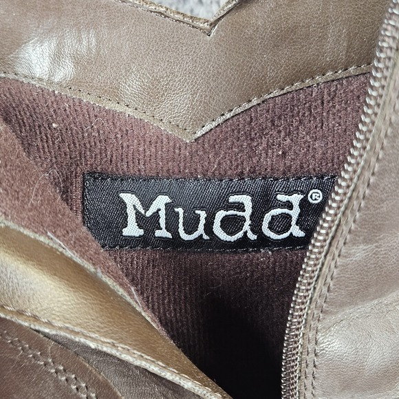 Vintage Y2K Mudd Chunky Heel Boots Womens 6.5M Brown Platform Shoes Grunge - Picture 9 of 9